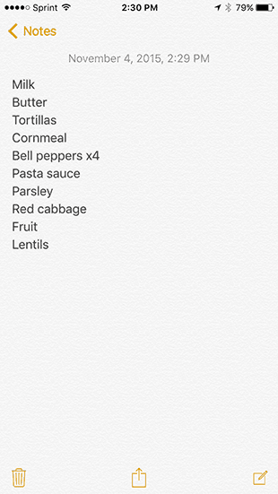 Grocery List 11-4