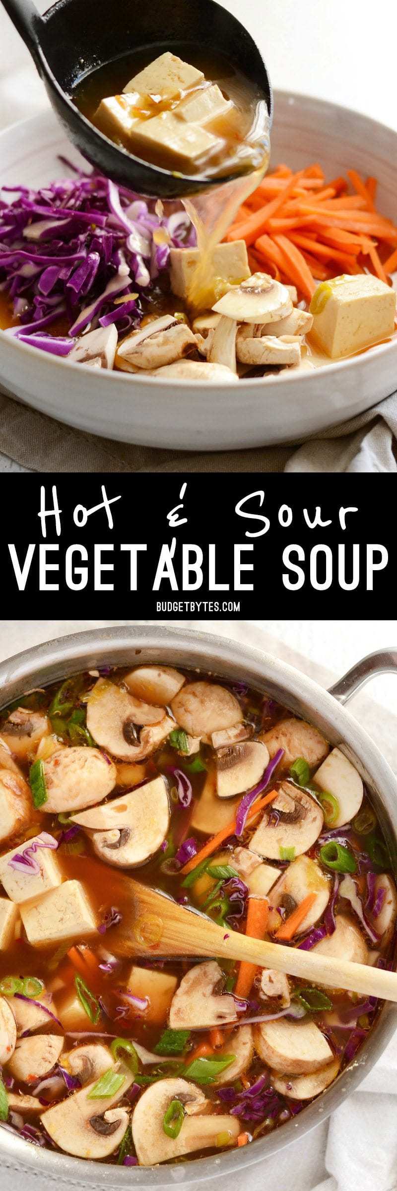 This hot & sour vegetable soup is light on the stomach, but not light on flavor! The spicy and tangy broth infuses the tofu and vegetables for maximum impact. BudgetBytes.com