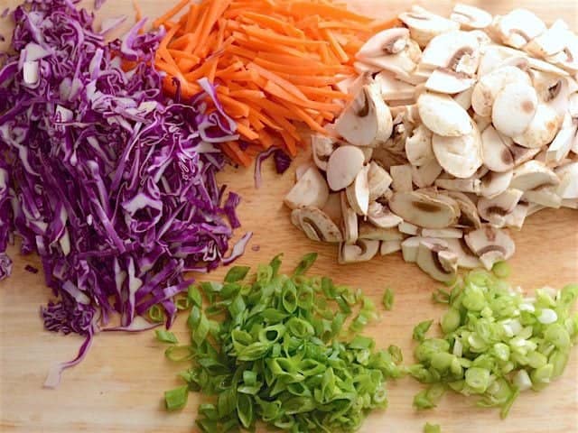 Sliced Vegetables on a cutting board