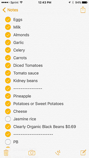 Grocery List 12/17