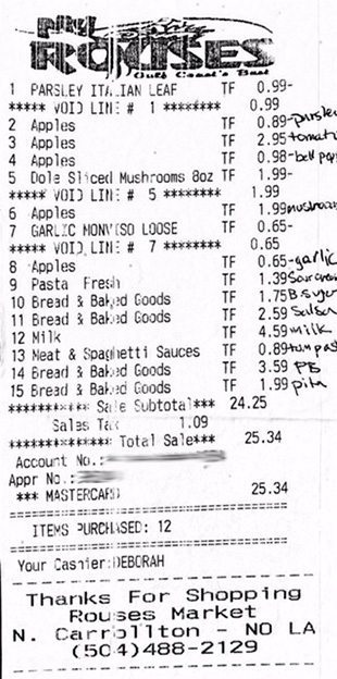 Rouse's Receipt 12/31