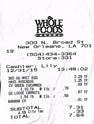 WFM receipt 12/31