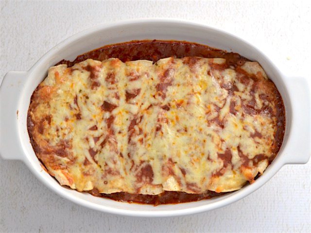 Baked Enchiladas in the casserole dish