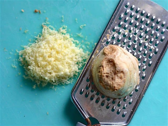 Grated Ginger on a fine-holed cheese grater