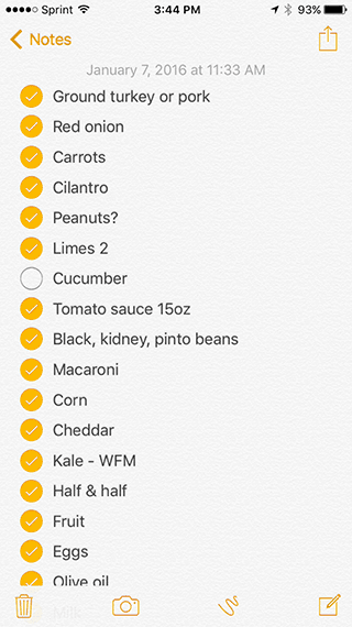 Grocery List 1-7