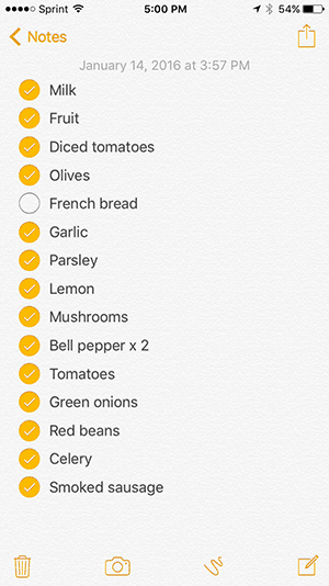 Shopping List 1-14