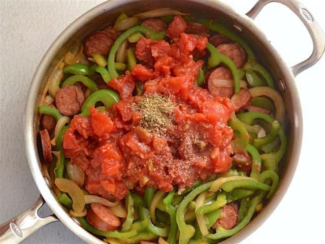 Diced Tomatoes Oregano Pepper in skillet