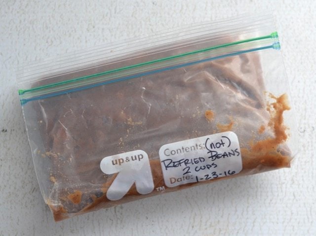 Frozen Refried Beans in a freezer bag