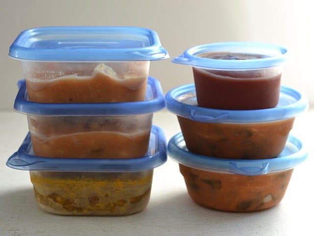 Frozen Ziploc Containers full of food