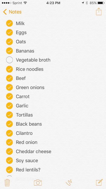 Grocery List 1-28