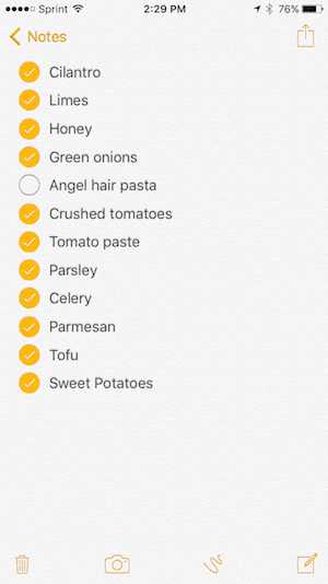 Grocery List 2-19