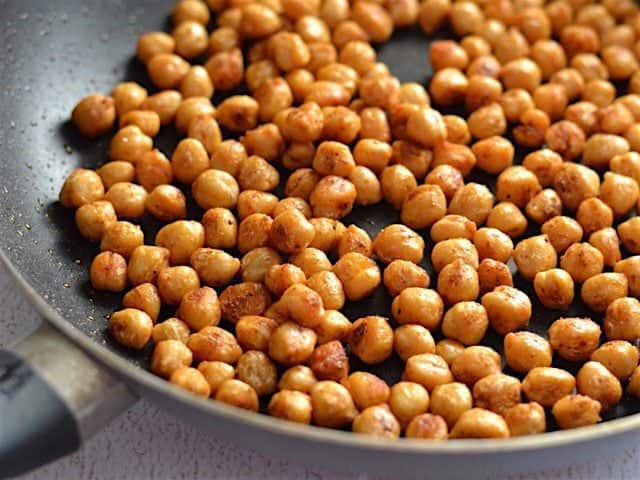 Sautéed Spiced Chickpeas in a skillet