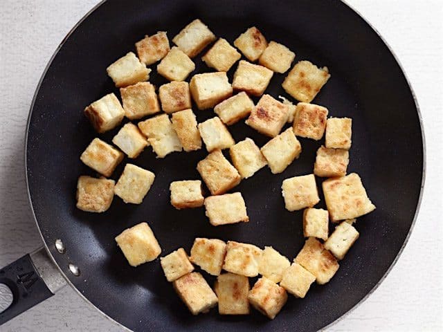 Fried Tofu in the skillet