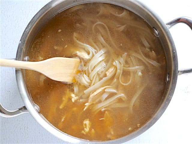 Noodles cooked in Chicken Stock