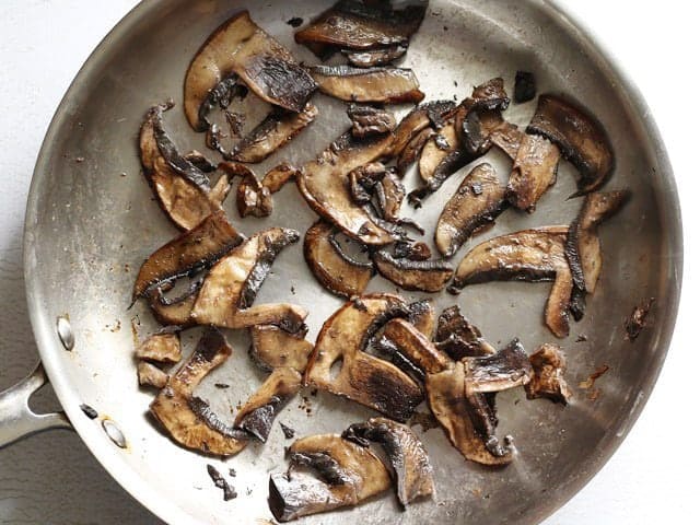 Sautéed Portobello Mushrooms in the skillet