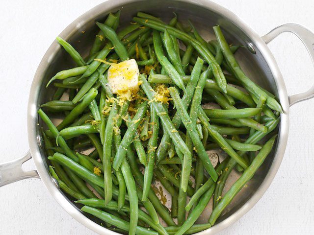 Add Butter, Salt, Pepper, and Lemon Zest to the green beans