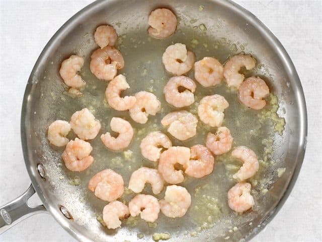 Sautéed Shrimp in the skillet