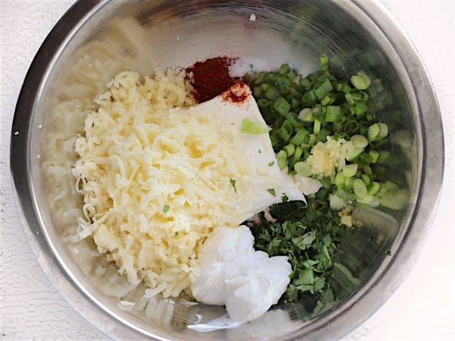 Stuffed Jalapeño Filling Ingredients in a bowl, unmixed