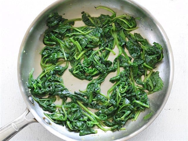 Wilted Spinach in a skillet