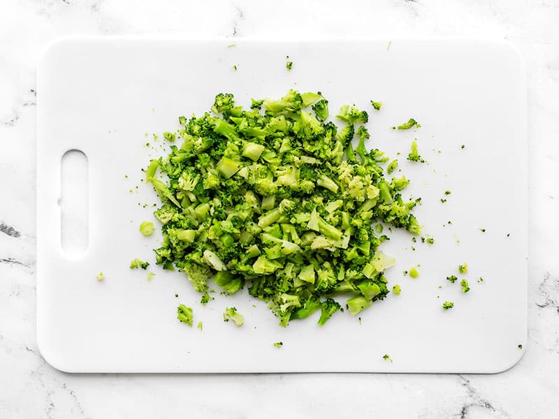 Thaw and chop frozen broccoli