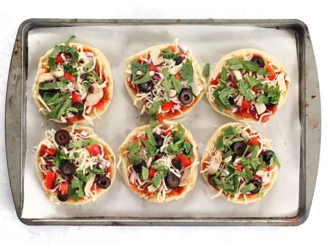 Topped mini pizzas