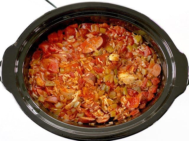 Cooked dish in slow cooker 