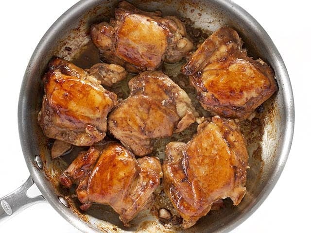 Chicken browning in the skillet