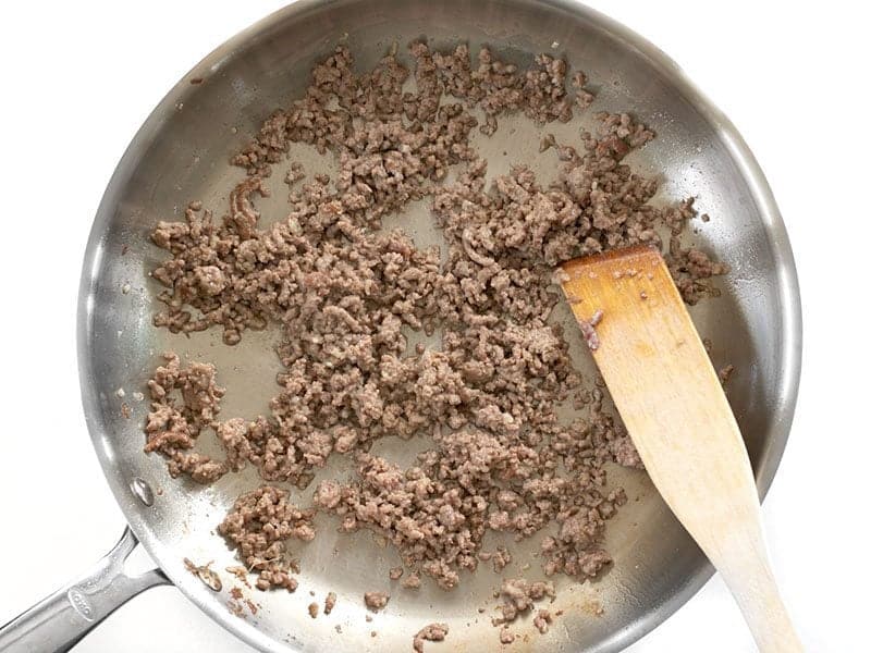 Browned Beef Garlic and Ginger in the skillet