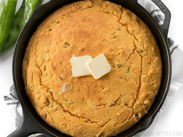 Sweet potato cornbread with melted butter.