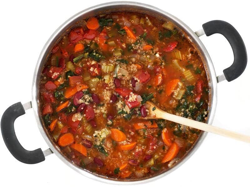 Finished Garden Vegetable Quinoa Soup in the pot