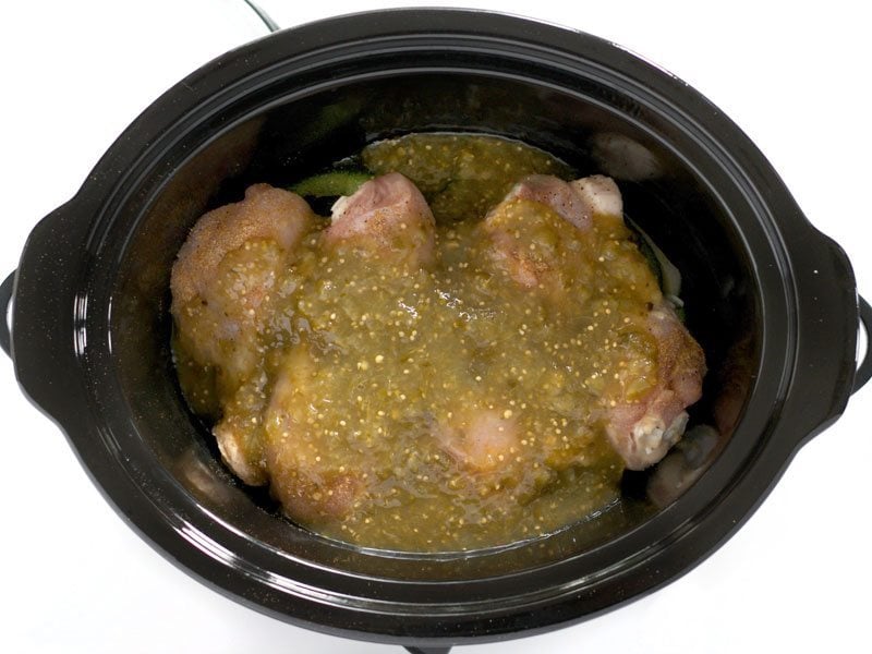 Salsa Verde Chicken in the slow cooker, Ready to Cook