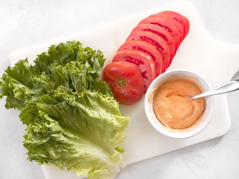 Sandwich Toppings on a cutting board