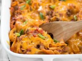 Beef & Mushroom Country Casserole is a filling and flavorful hot meal that the whole family will love, and with NO cream of soups! BudgetBytes.com