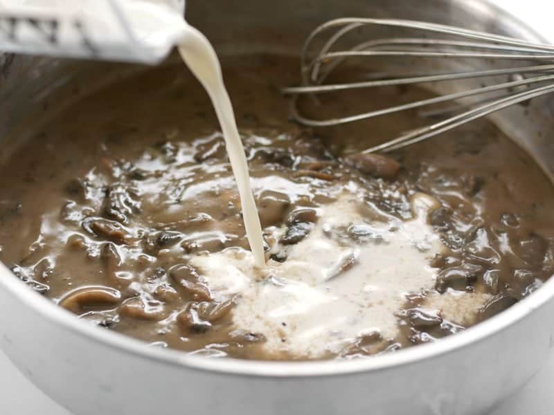 Pour Cream into gravy