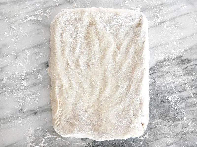 Biscuit Dough shaped into a rectangle, Ready to Roll out