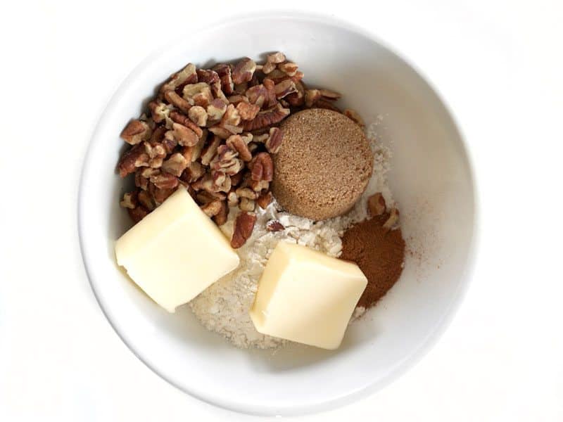 Pecan Crumble Topping ingredients in a bowl.