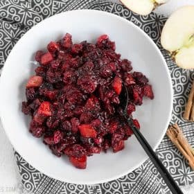 Roasted apple cranberry relish in a bowl.