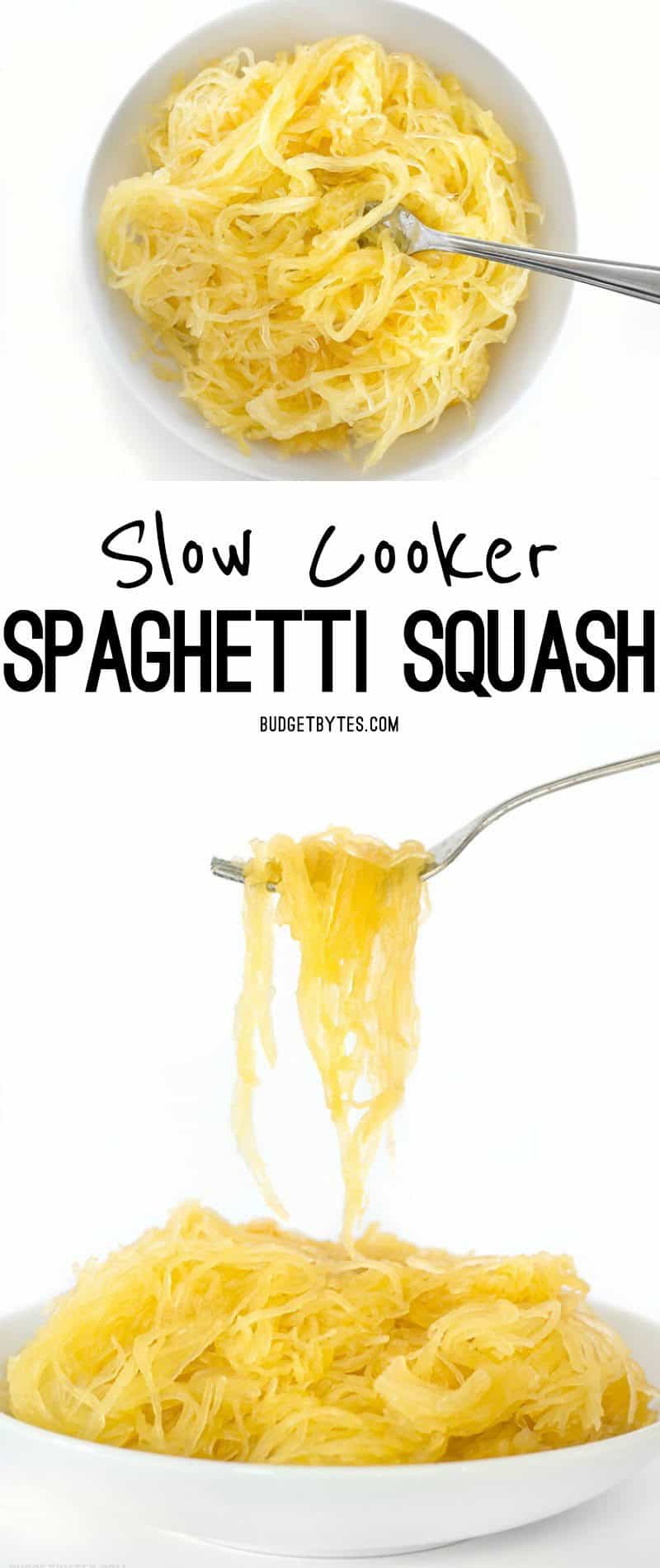 Slow Cooker Spaghetti Squash takes the mystery and effort out of preparing this sometimes large and awkward vegetable. BudgetBytes.com