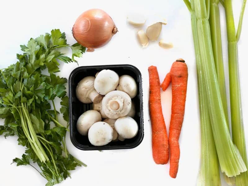 Fresh Vegetables for the Stuffing on a cutting board