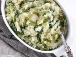 Colcannon is a simple Irish recipe that combines two hearty but inexpensive ingredients to make a delicious and filling side dish. BudgetBytes.com