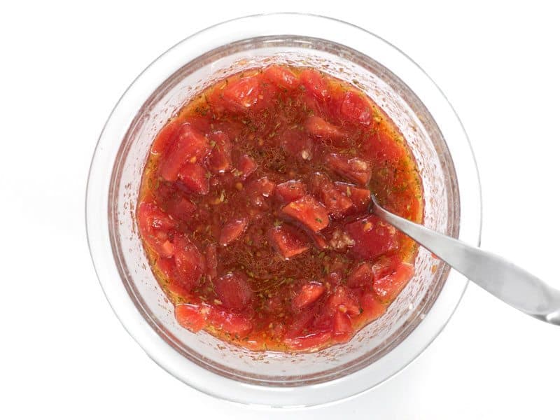 Diced Tomatoes and Herbs in a bowl