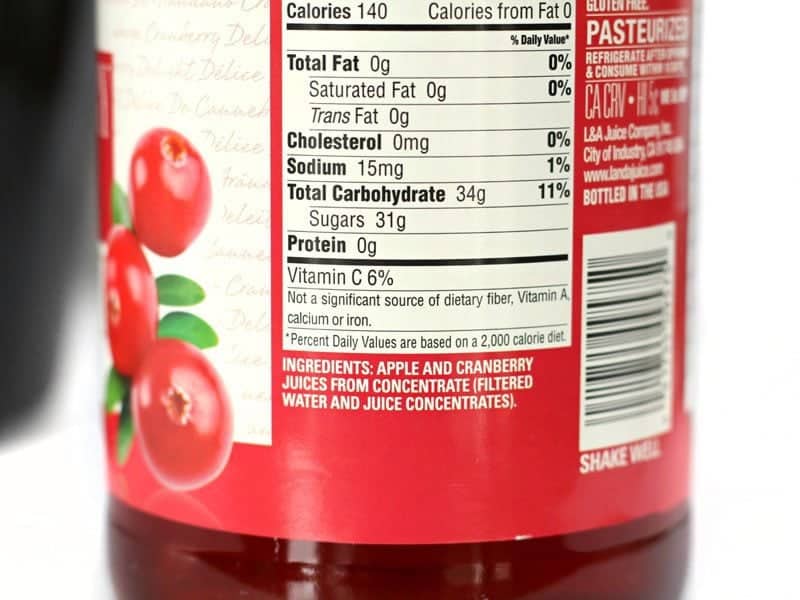 Juice Ingredients on label