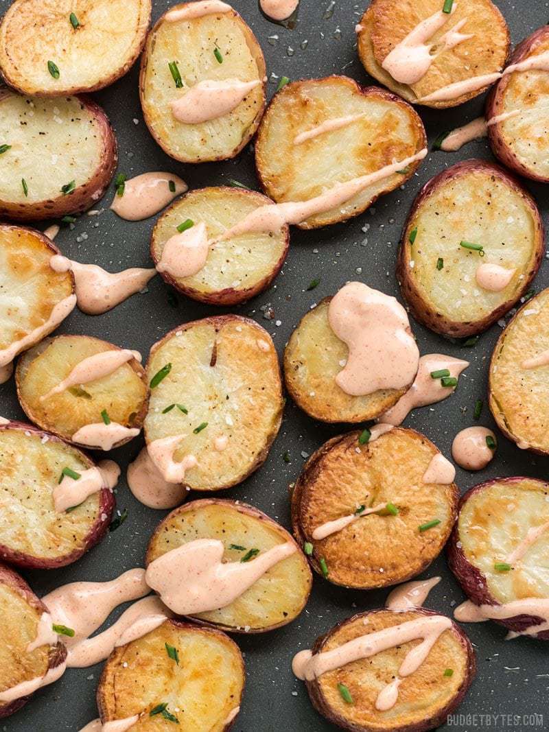 These Salt & Vinegar Roasted Potatoes are slightly tangy and feature Kosher salt for a pop of flavor and wonderfully crunchy texture. BudgetBytes.com