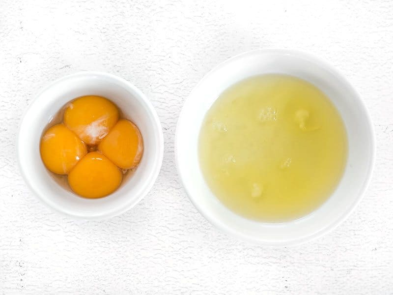 Separate Egg yolks and whites into two separate bowls