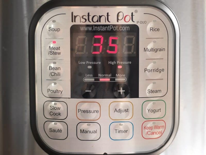 Set Instant Pot to 35 Minutes High Pressure