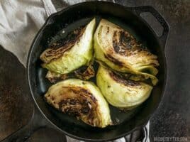 Blackened Cabbage is a fast and simple side dish that pairs beautifully with any grilled or BBQ meat. Add a creamy chipotle mayo for extra punch. BudgetBytes.com