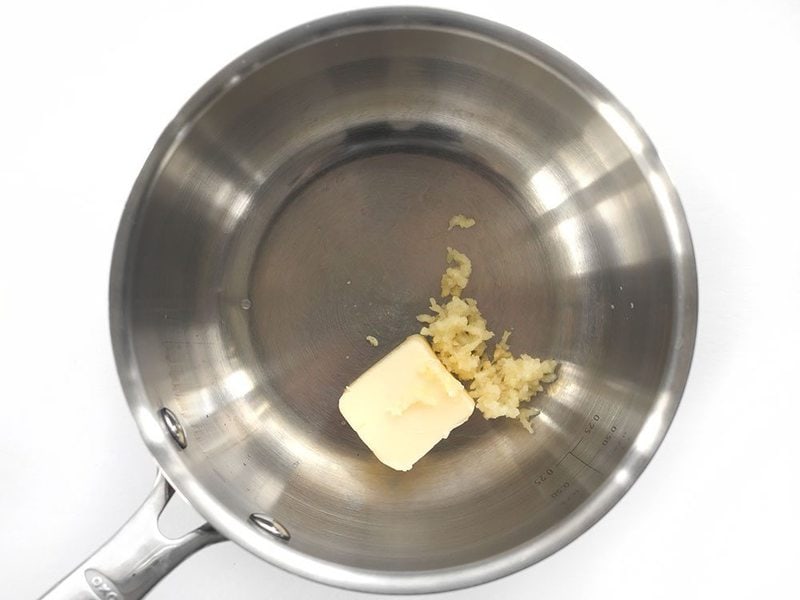 Garlic and Butter for Sauce in a sauce pot