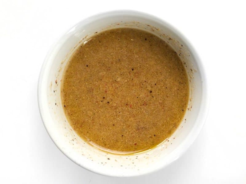 Homemade Mustard Vinaigrette in a small white bowl