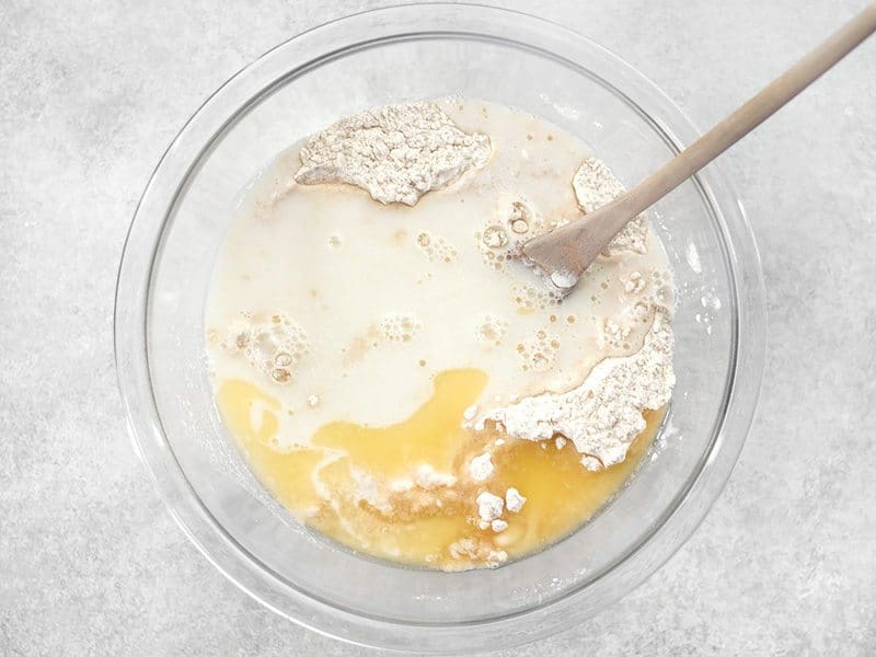 Add Wet ingredients to dry ingredients in the bowl