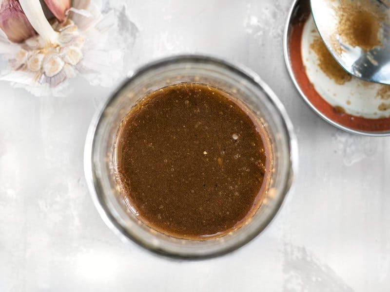 Balsamic Vinaigrette in a mason jar from above